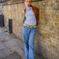 Sabina is 170 cm tall and wears size XS. | light blue